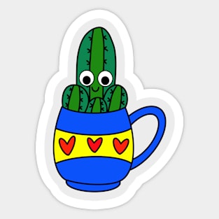 Cute Cactus Design #247: Small Cacti Bunch In A Hearty Mug Sticker